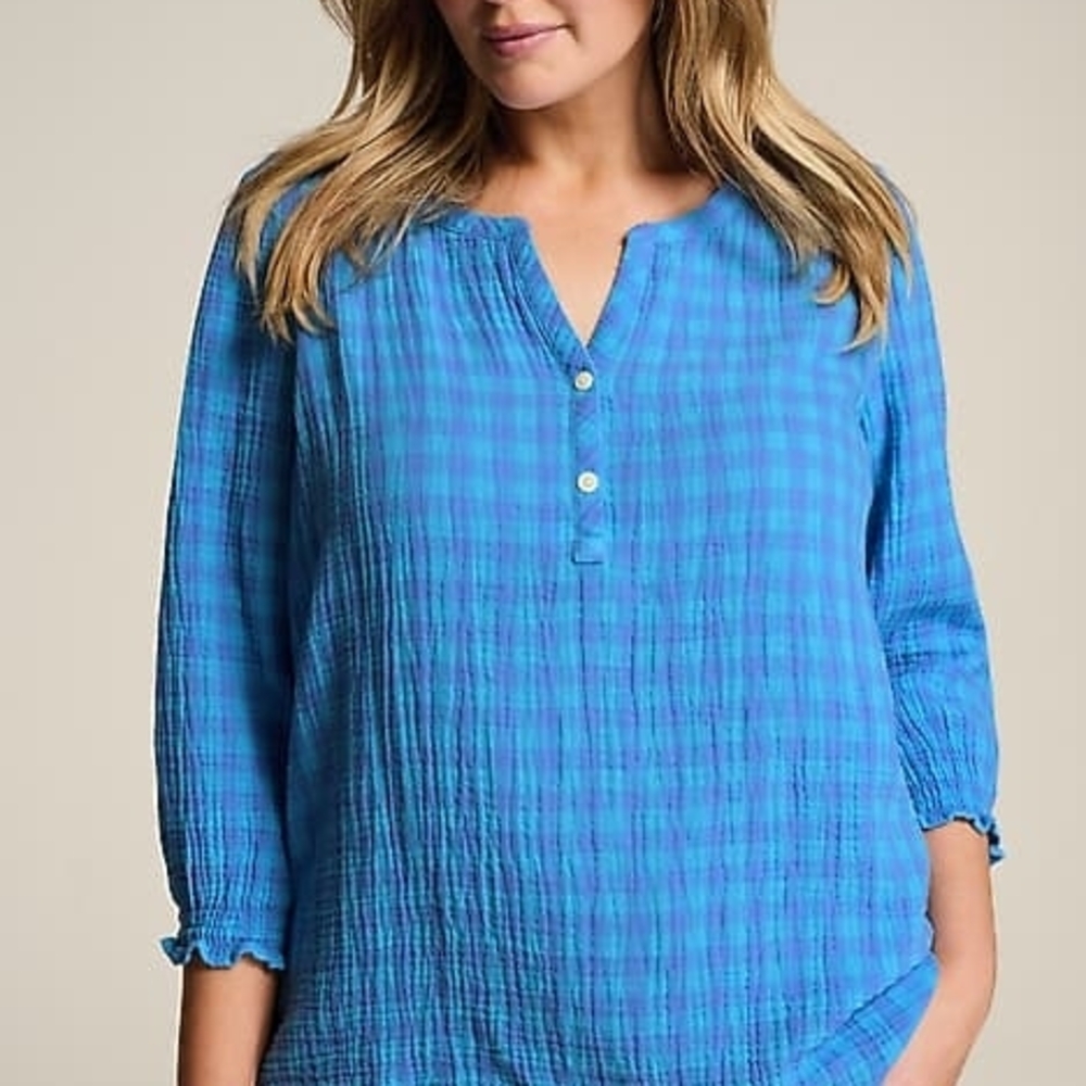 J.Jill Cotton Gauze A-Line Popover Top Ruffle Sleeves